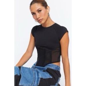 Mesh Bustier Cropped Tee